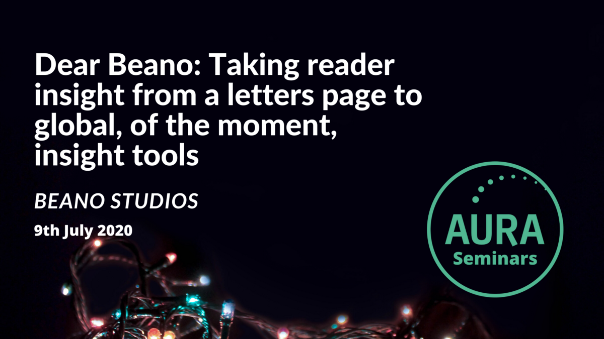 PLAYBACK Dear Beano. Taking reader insight from a letters page AURA