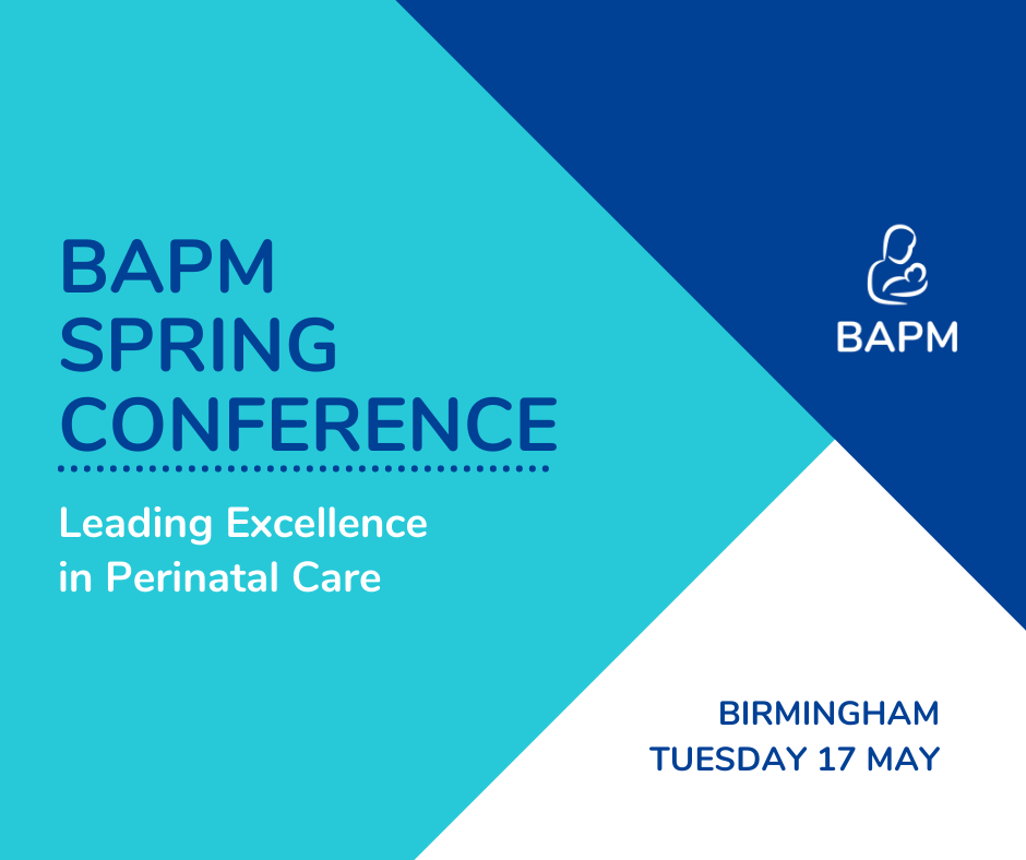 Flyer image for the BAPM Spring Conference. Blue triangles.
