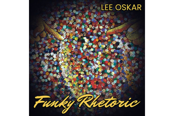 Millions of circle multicoloured Paint blobs with words Funky Rhetoric Lee Oskar