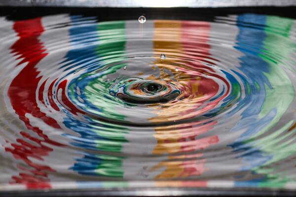 Water droplet and ripples in pool