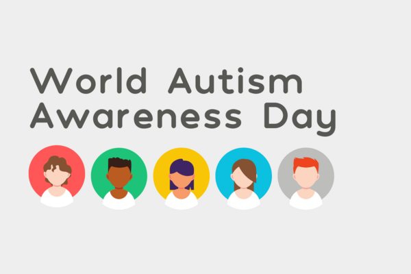 the image shows text saying: world autism awareness day, and below that are images of young people ranging in race and gender