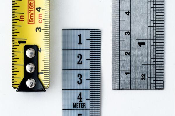 Three different measuring tapes