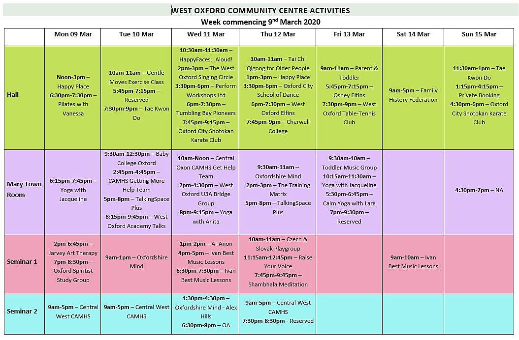 Groups and activities | West Oxford Community Association